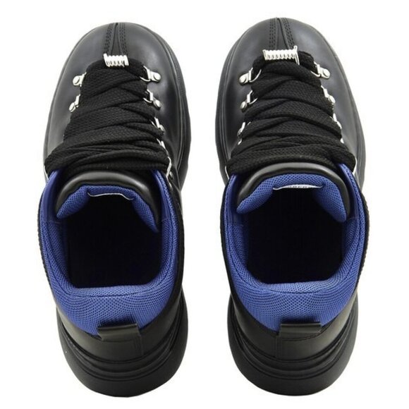 Burberry Trek Sneakers Black Leather Mens 42 / US 9 Made in Italy NIB - Picture 5 of 7